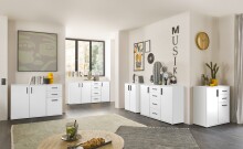 Sideboard >BC 1040< 2 Türen, 4 Schubladen, weiß - 120x83x35cm (BxHxT)