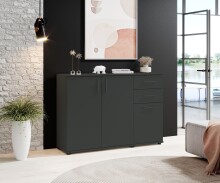 Sideboard >BC 1040< 3 Türen, 2 Schubladen, anthrazit - 120x84x35cm (BxHxT)