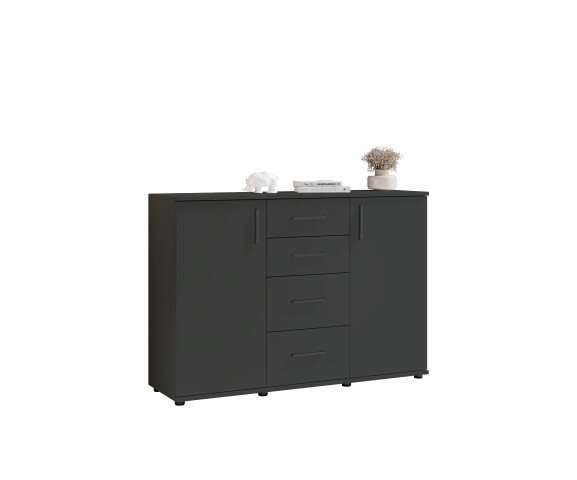 Sideboard >BC 1040< 2 Türen, 4 Schübe, anthrazit - 120x83x35cm (BxHxT)