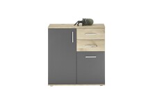 Kommode >BC 1040< 2 Türen, 2 Schubladen, in viking oak Dekor / grau - 80x84x35cm (BxHxT)