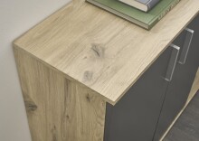 Sideboard >BC 1040< 2 Türen, 4 Schubladen, viking oak Dekor / grau - 120x83x35cm (BxHxT)