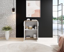Kommode >BC 1040< 2 Türen, 1 Boden, eiche rustica Dekor / weiß - 60x83x35cm (BxHxT)