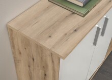 Sideboard >BC 1040< 3 Türen, 2 Schubladen, eiche rustica Dekor/ weiß - 120x84x35cm (BxHxT)