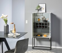 Barschrank >Bar 3< 10 Fächer, Halterung für Weingläser, Weiß matt - 79x156x38cm (B/H/T)