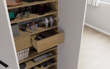 Schuhschrank >Leon< 2 Türen, 2 Schübe, 9 Böden, Eiche Dekor / Weiß - 90x195x38cm (BxHxT)