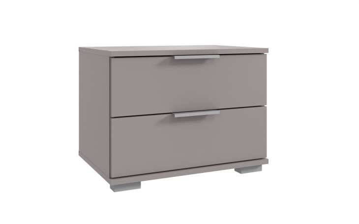 Nachtkommode >Easy Plus< 2 Schubladen, in SAHARAGRAU - 52x40x38cm (BxHxT)