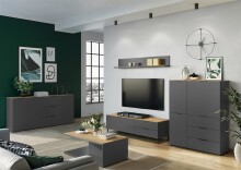 Couchtisch >California< in Graphit / Navarra-Eiche-Dekor - 109x39x59 (BxHxT)