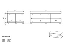 Couchtisch >California< in Graphit / Navarra-Eiche-Dekor - 109x39x59 (BxHxT)