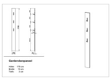 Garderobenpaneel >3765< 3 Haken, Navarra-Eiche Dekor / Steingrau - 15x170x3 (BxHxT)