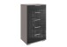 Hochkommode >Easy Plus< 5 Schubladen, SAHARAGRAU + GLAS SCHWARZ - 49x102x41cm (BxHxT)