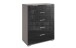 Hochkommode >Easy Plus< 6 Schubladen, SAHARAGRAU + GLAS SCHWARZ - 82x102x42cm (BxHxT)