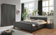 Drehtürenschrank >Chalet< 3 Türen, 2 Böden, 2 Stangen, Graphit - 135x210x58cm (BxHxT)
