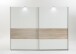 Schwebetürenschrank >Bert< 2 Böden, 2 Stangen, Weiß / Eiche Sägerau Dekor - 225x208x65cm (BxHxT)