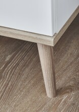 Kleiderschrank >Fehmarn< 4 Böden, 3 Stangen,  Weiß, Absetzung Viking-oak - 125x202x58cm (BxHxT)