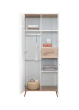 Drehtürenschrank >Fehmarn< 2 Stangen, 2 Böden, Weiß / Viking-oak Dekor - 84x202x58cm (BxHxT)