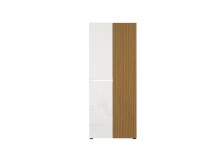 Schuhschrank >Lady< 20 Böden, weiss hochglanz / Eiche Dekor - 80x200x34 (BxHxT)