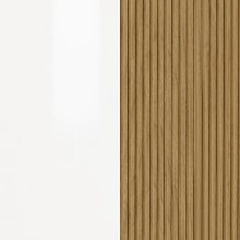 Schuhschrank >Lady< 20 Böden,  weiss hochglanz / Eiche Dekor - 120x200x34 (BxHxT)