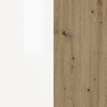 Hängeschuhschrank >Zippo< 8 Böden, weiss hochglanz / Eiche Dekor - 129,7x85x35,1 (BxHxT)
