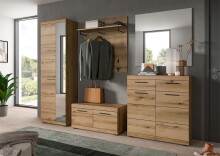 Garderobenpaneel >Scout< 3 Haken, Ablage, Stange, Evoke Eiche Dekor - 90x98x27cm (BxHxT)