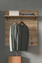 Garderobenpaneel >Scout< 3 Haken, Ablage, Stange, Evoke Eiche Dekor - 90x98x27cm (BxHxT)