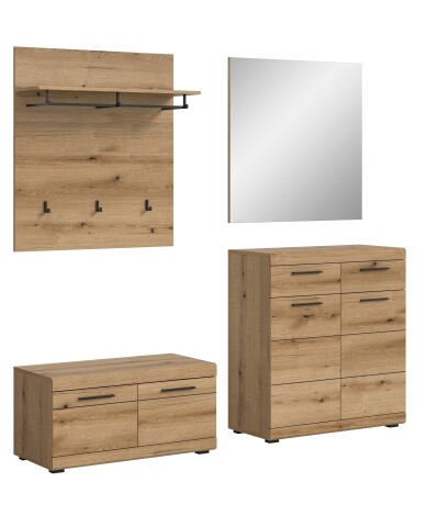 Garderoben-Set >Scout< (4-teilig) in Evoke Eiche Dekor - 195x197x40cm (BxHxT)