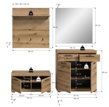 Garderoben-Set >Scout< (4-teilig) in Evoke Eiche Dekor - 195x197x40cm (BxHxT)