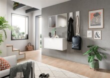 Hängeschrank >Projekt X< stehend oder hängend, weiß / weiß hochglanz - 92x42x37cm (BxHxT)
