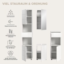 Badezimmer-Set >Vira< (4-teilig) in weiß / weiß hochglanz - 144x190x34cm (BxHxT)