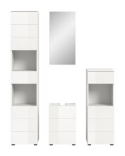 Badezimmer-Set >Vira< (4-teilig) in weiß / weiß hochglanz - 144x190x34cm (BxHxT)