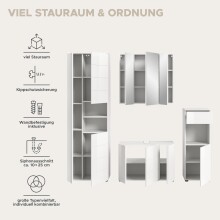 Badezimmer-Set >Vira< (4-teilig) in weiß / weiß hochglanz - 210x190x34cm (BxHxT)