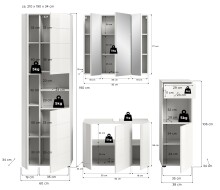 Badezimmer-Set >Vira< (4-teilig) in weiß / weiß hochglanz - 210x190x34cm (BxHxT)