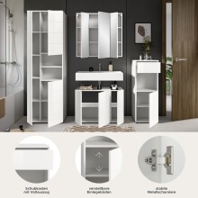 Badezimmer-Set >Vira< (4-teilig) in weiß / weiß hochglanz - 210x190x34cm (BxHxT)