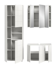 Badezimmer-Set >Vira< (3-teilig) in weiß / weiß hochglanz - 157x190x34cm (BxHxT)