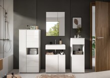 Badezimmer-Set >Vira< (4-teilig) in weiß / weiß hochglanz - 188x190x34cm (BxHxT)