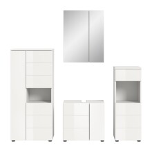 Badezimmer-Set >Vira< (4-teilig) in weiß / weiß hochglanz - 188x190x34cm (BxHxT)