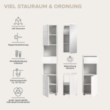 Badezimmer-Set >Vira< (4-teilig) in weiß / weiß hochglanz - 144x190x34cm (BxHxT)