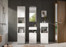 Badezimmer-Set >Vira< (4-teilig) in weiß / weiß hochglanz - 144x190x34cm (BxHxT)