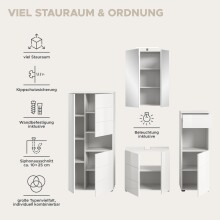 Badezimmer-Set >Vira< (4-teilig) in weiß / weiß hochglanz - 188x190x34cm (BxHxT)