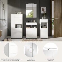 Badezimmer-Set >Vira< (4-teilig) in weiß / weiß hochglanz - 188x190x34cm (BxHxT)