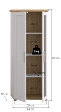 Vitrine >Verona< 2 Türen, re./ li. montierbar, Sibiu Lärche Dekor - 64x161x37cm (BxHxT)