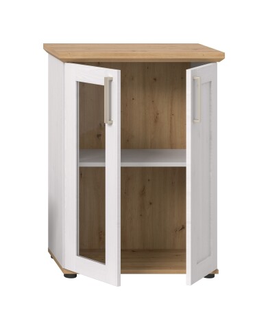 Vitrine >Verona< hängend / stehend montierbar, Sibiu Lärche Dekor - 64x88x37cm (BxHxT)