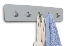 Garderobenleiste >Tilly 2< 5 Haken, in grau, Metall - 50x10x3cm (BxHxT)