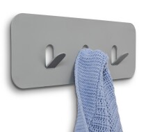 Garderobenleiste >Tilly 1< 3 Haken, in grau, Metall - 30x10x3cm (BxHxT)