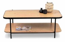 Couchtisch >Pina 2< Ablageboden, Artisaneiche Dekor, MDF + Metall - 120x45x64cm (BxHxT)