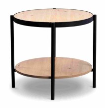 Beistelltisch >Pina 1< Ablageboden, Artisaneiche Dekor, MDF + Metall - 45x52cm (HxD)