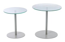 Satztisch >Lia< (2er-Set) in klarglas / beige - Ø/H: 40/45 cm + Ø/H: 50/50 cm