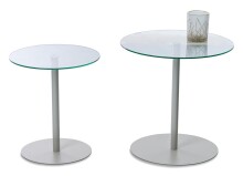 Satztisch >Lia< (2er-Set) in klarglas / beige - Ø/H: 40/45 cm + Ø/H: 50/50 cm