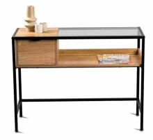 Konsolentisch >Mandurah 4< Schublade, Ablage, in Dekor Eiche / schwarz - 100x40x75 (BxHxT)