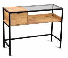 Konsolentisch >Mandurah 4< Schublade, Ablage, in Dekor Eiche / schwarz - 100x40x75 (BxHxT)