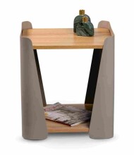 Beistelltisch >Sandro 3< Rollen, Ablage, Eiche Dekor, Metall braun + MDF - 40x48x40cm (BxHxT)